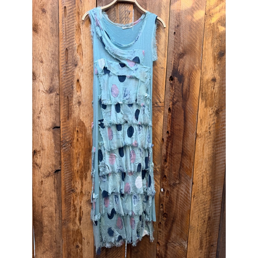 Made In Italy Silk Blend Tiered Maxi Dress Womens Lagenlook Artsy Boho Fairycore